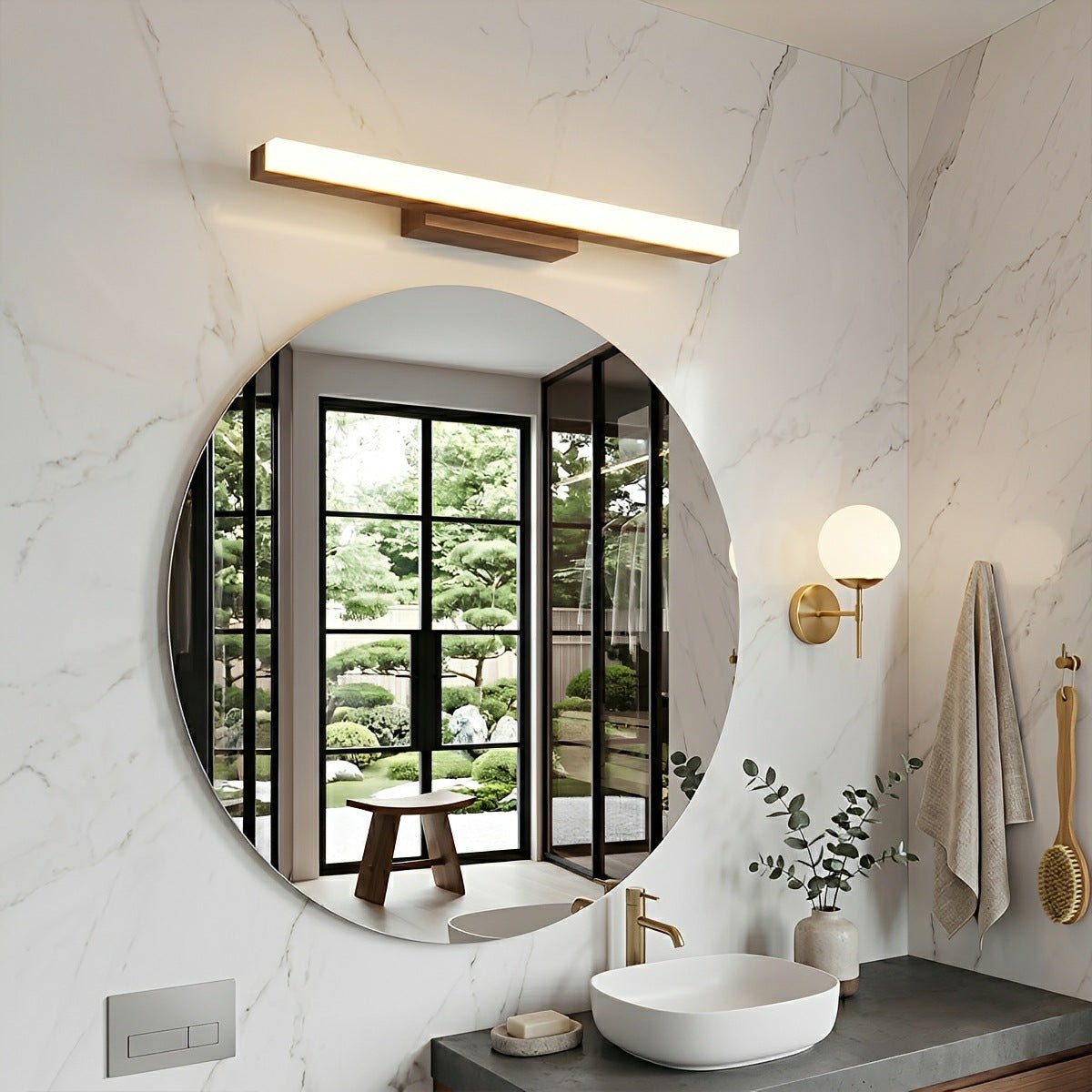 Modern Wood LED Vanity Light Minimalist Bathroom Mirror Wall Sconce