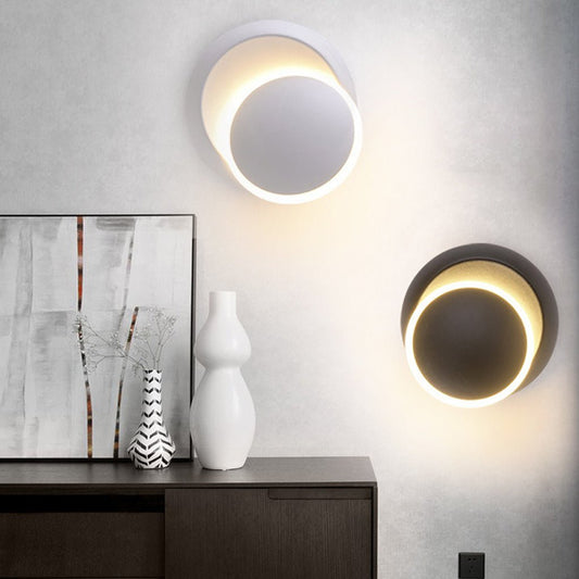 Nordic Minimalist LED Rotatable Round Wall Lights for Living Room Dining Room Cafe
