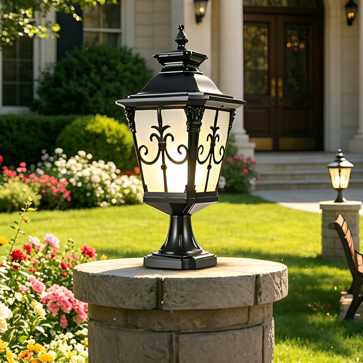 Outdoor Victorian Style Fence Post Lights LED Column Light Pillar