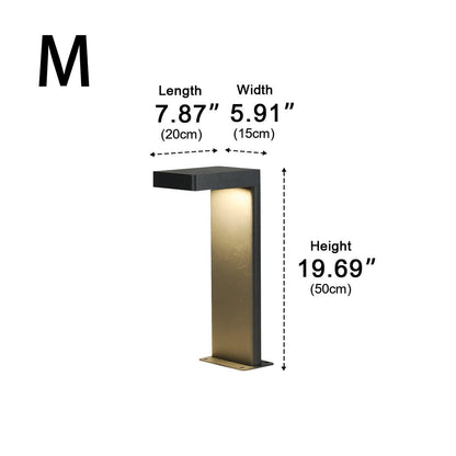 Bollard Landscape Light - Black Aluminum and Glass Pathway Bollard in 11.8, 19.7 and 27.6 Inch Heights, Solar or Hardwired for Gardens