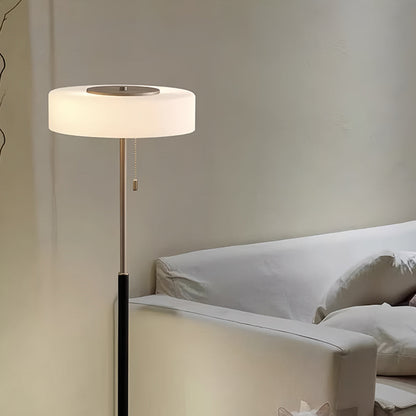 Floor Lamp with LED Drum Shade Elegant Ambient Tall Standing Light