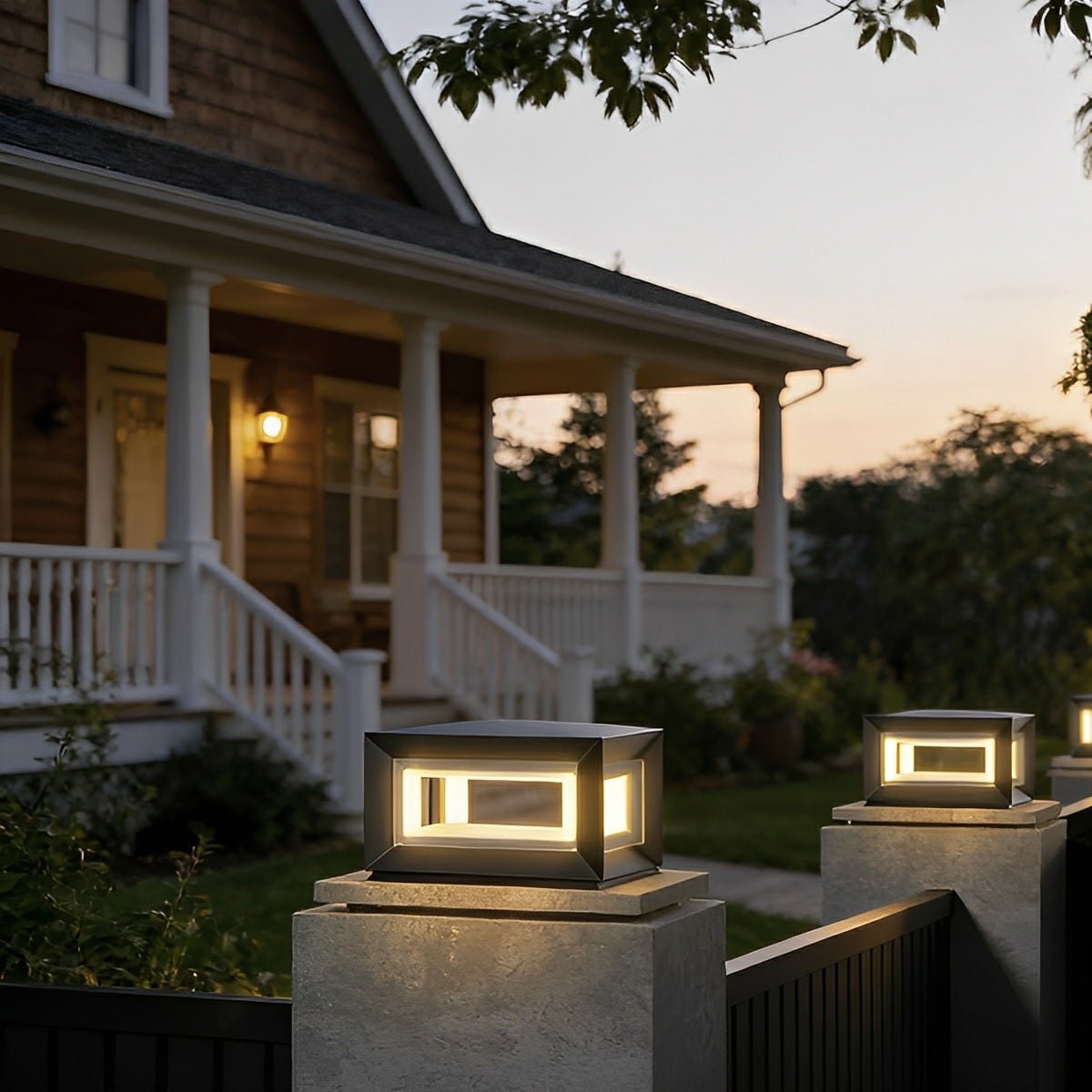 Rectangular Modern Stainless Steel Waterproof LED Outdoor Post Lights