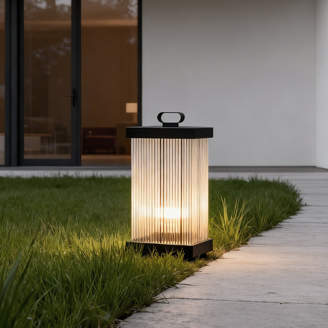 Solar Lanterns for Garden Square Ripple Waterproof Black Light