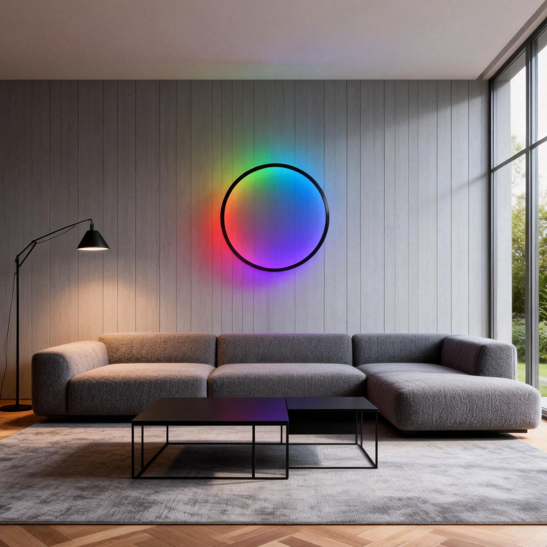RGB LED Ring Well Light Modern Black Decorative Light