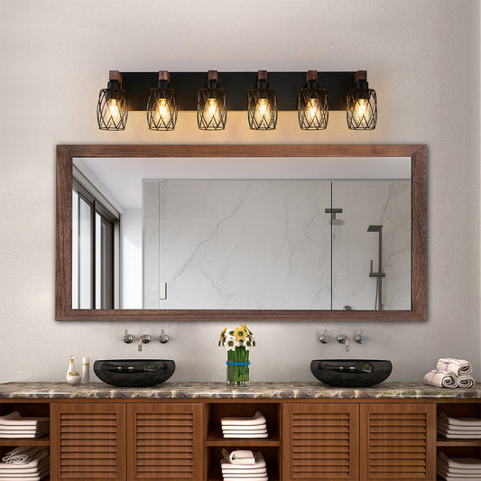 Black Vanity Bathroom Lights Metal Cage Mirror Lamp