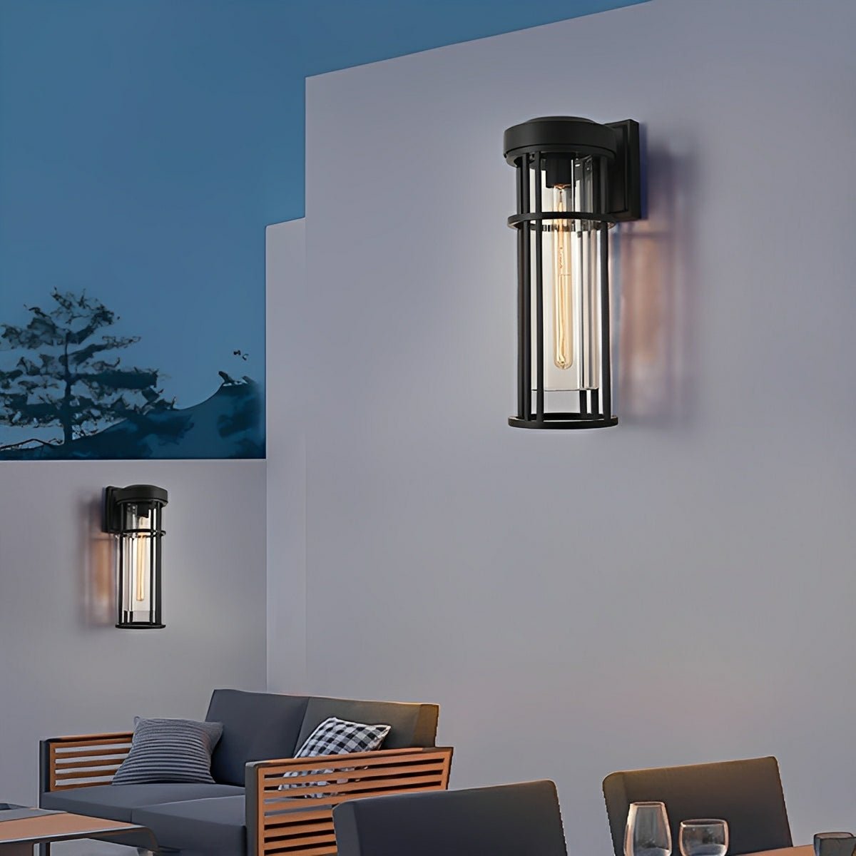 Rustic Modern Cylinder Waterproof Outdoor LED Porch Wall Lights