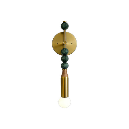 Marble Globe Wall Art Light - French Vintage Sconce in Copper or Black Iron with E27 5W LED and Five Globe Color Pairings, 18.9 Inches
