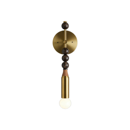 Marble Globe Wall Art Light - French Vintage Sconce in Copper or Black Iron with E27 5W LED and Five Globe Color Pairings, 18.9 Inches