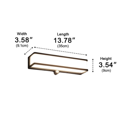 Porch Solar Motion Wall Light - White Die-Cast Aluminum Motion Sensing Sconce in Long Strip, Rectangular or Square Shapes for Patios