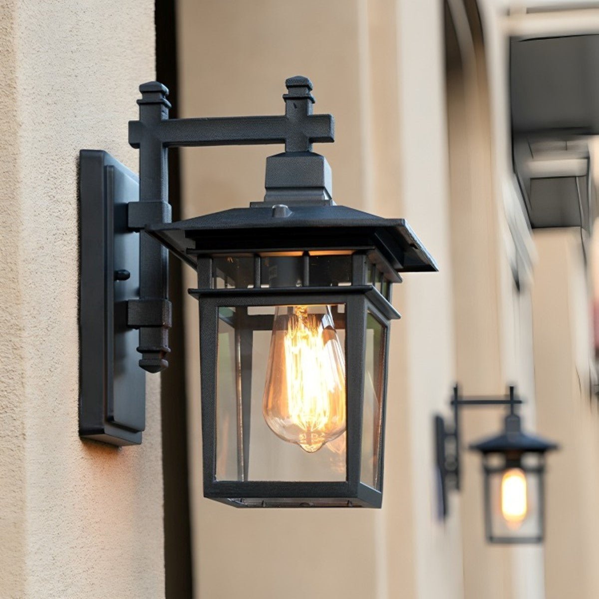 Rustic Square Waterproof Outdoor LED Porch Wall Light