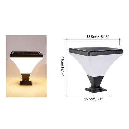 Modern Conical Post Light - Die-Cast Aluminum Tapered Cap in Hollow Round, Square or Striped Shapes, Cool or Warm White, Solar or Wired