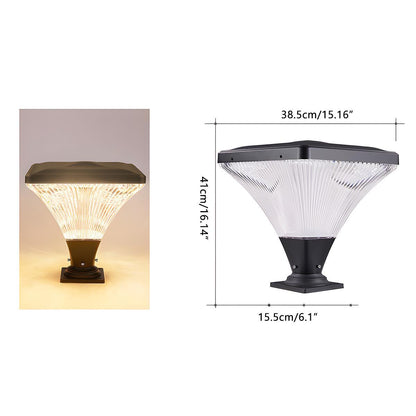 Modern Conical Post Light - Die-Cast Aluminum Tapered Cap in Hollow Round, Square or Striped Shapes, Cool or Warm White, Solar or Wired