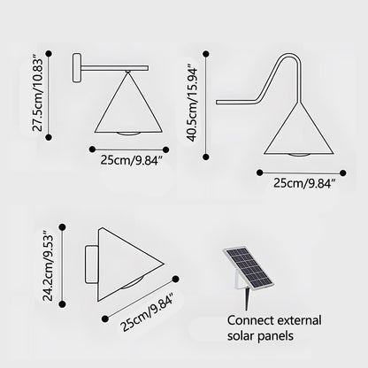 Solar Modern Wall Sconce - Minimalist Acrylic and Metal Light in Gray Black or Gold, 9.84 to 17.8 Inch Diameters, for Courtyard and Patio