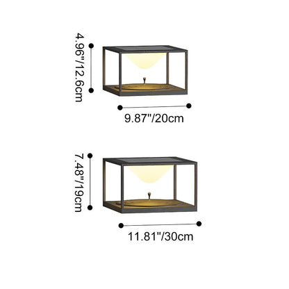 Square Dripping Post Light - Black Acrylic and Stainless Steel Cap Lamp in 7.87 to 15.75 Inch Lengths, Solar or Hardwired for Patios