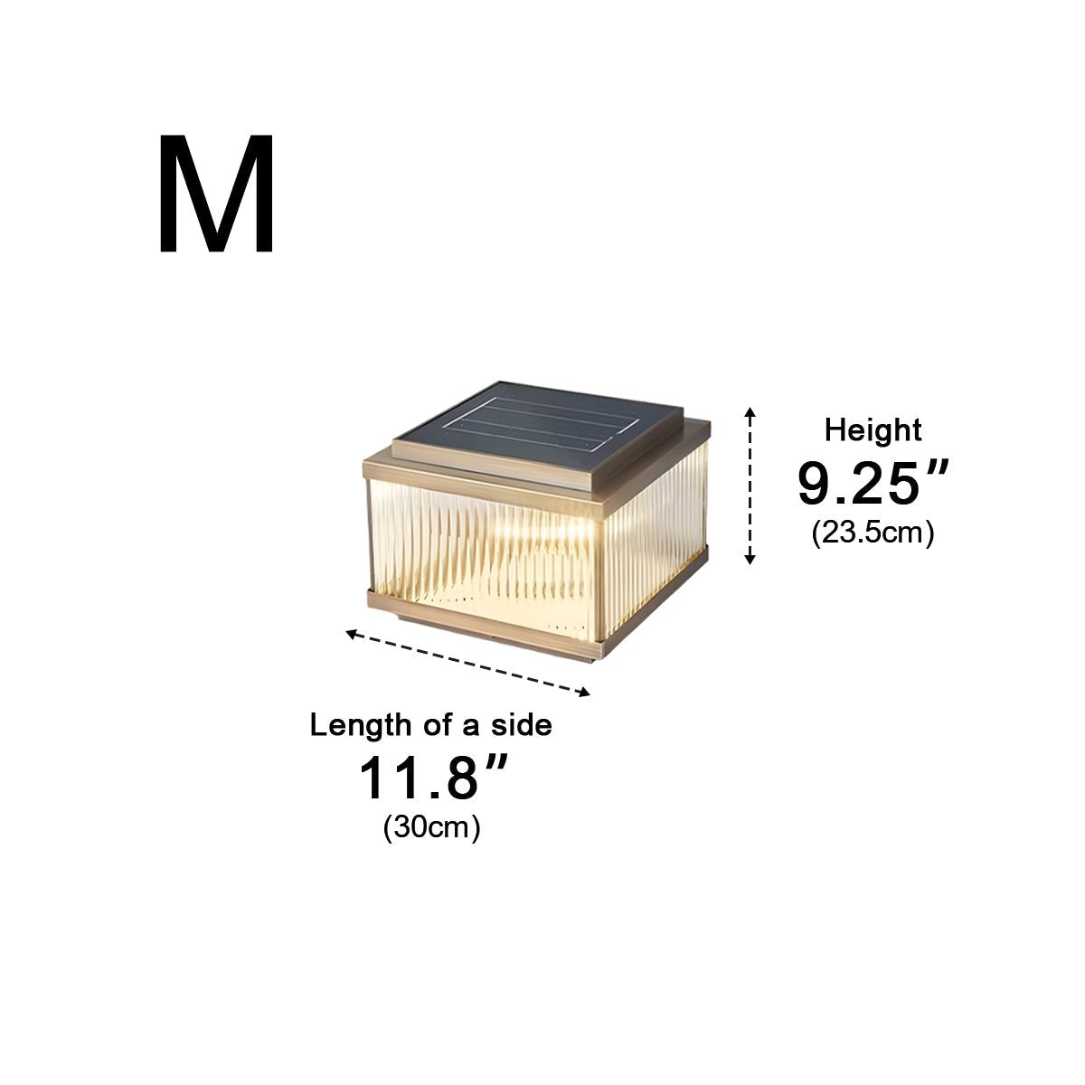 Solar Waterproof Square Vintage Copper LED Outdoor Post Light