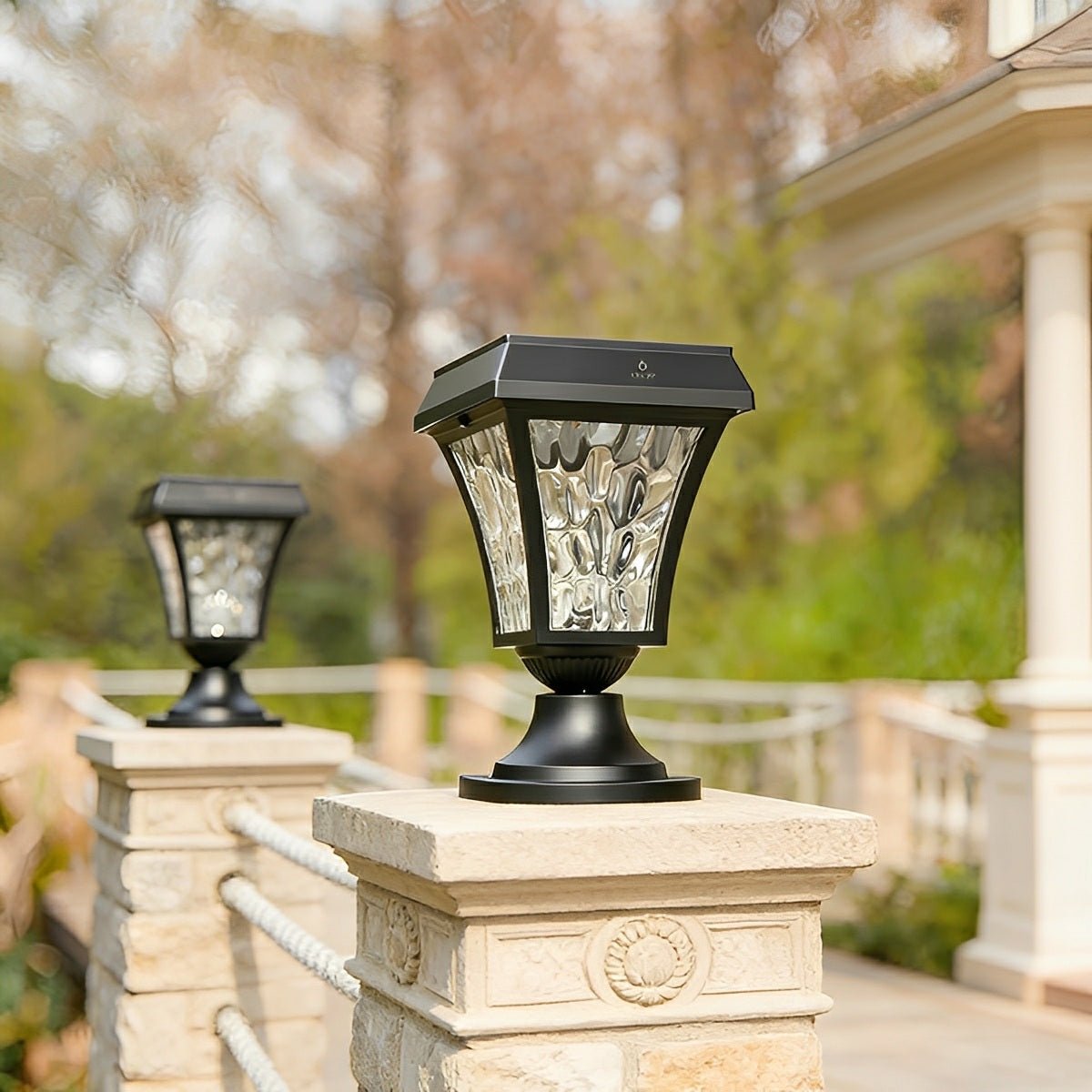 Solar Waterproof Water Wave Lampshade LED Outdoor Post Lights