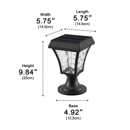 Solar Wave Post Light - Black Die-cast Aluminum and PC Vintage Lantern in Cool or Warm White LED for Courtyard and Patio Fence Posts