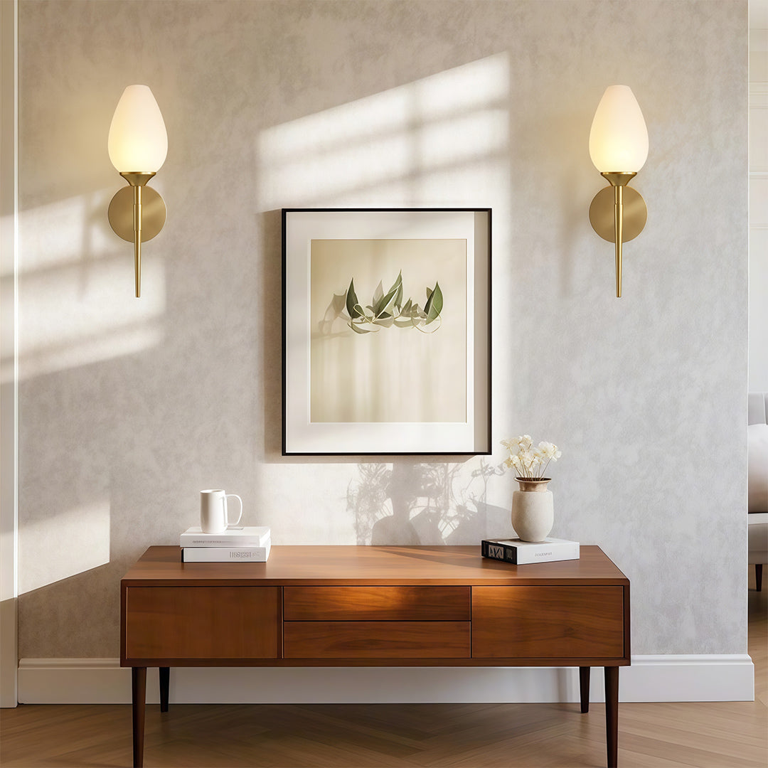 Glass Wall Lights Full Copper American-Style Lamp