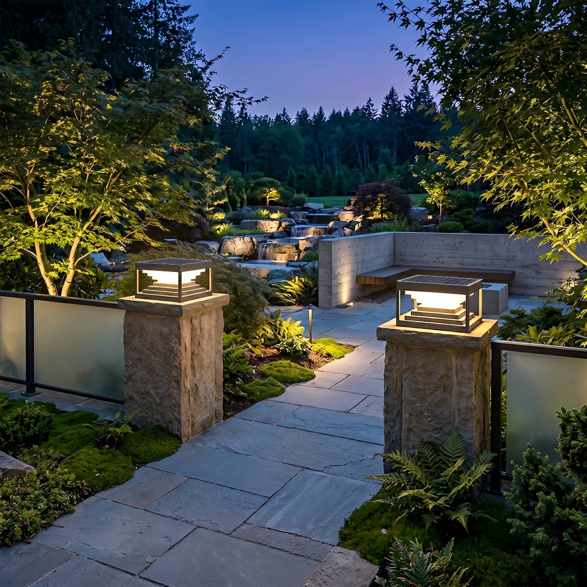 Square Geometric LED Modern Outdoor Post Light