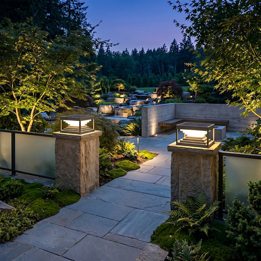 Square Geometric LED Modern Outdoor Post Light