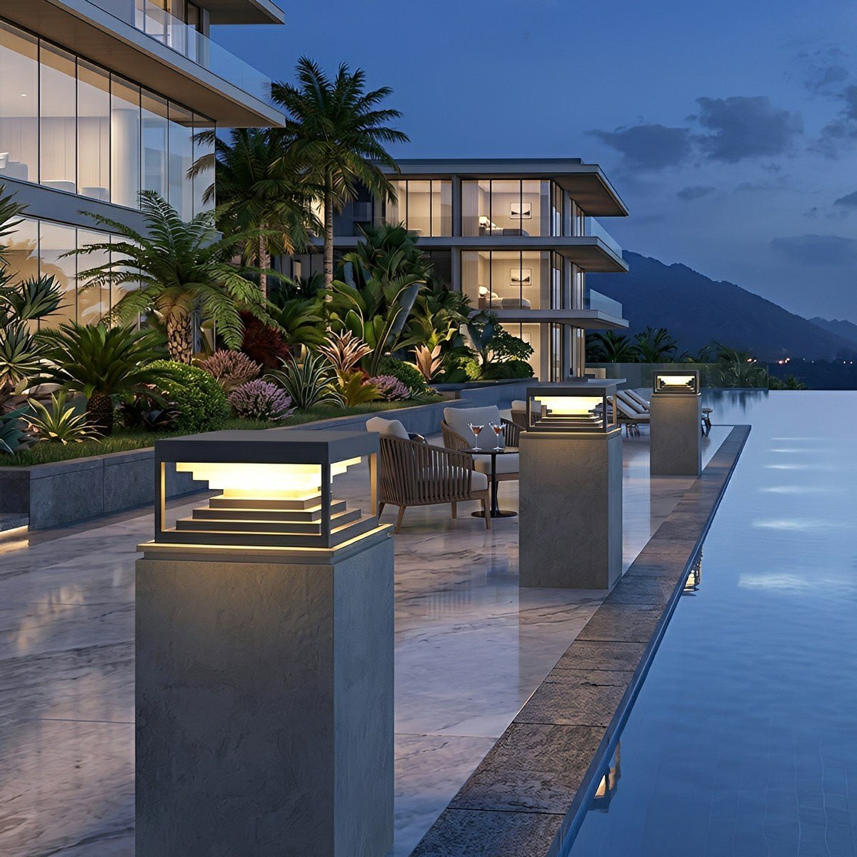 Square Geometric LED Modern Outdoor Post Light