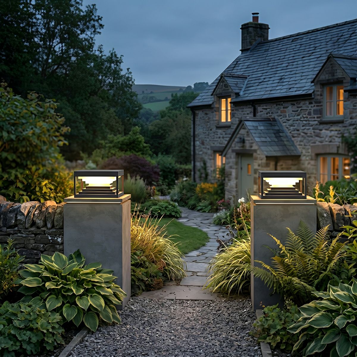Square Geometric LED Modern Outdoor Post Light