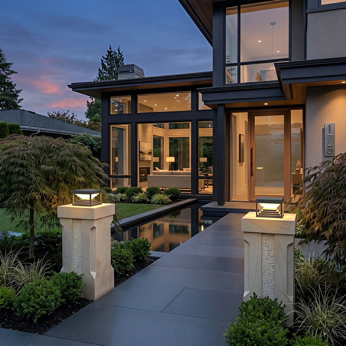Square Geometric LED Modern Outdoor Post Light