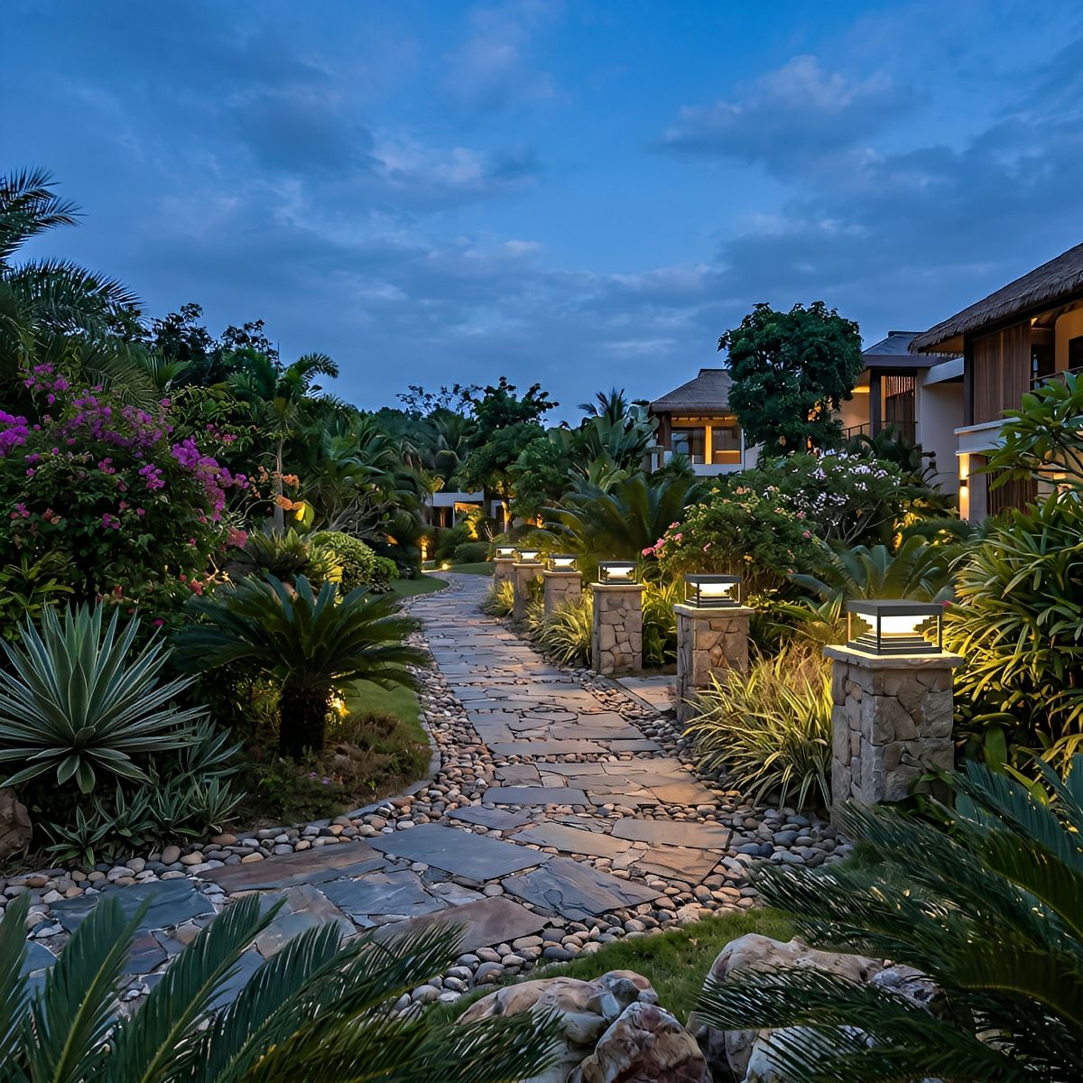 Square Geometric LED Modern Outdoor Post Light