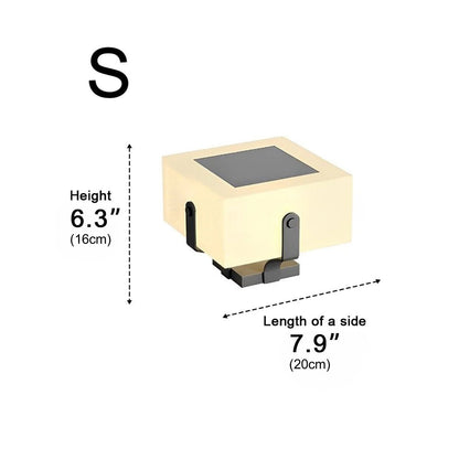 Fence Modern Square Post Light - Black Stainless Steel and PE Lantern in 7.9, 11.8 or 15.7 Inch Widths, Solar or Hardwired, for Courtyards