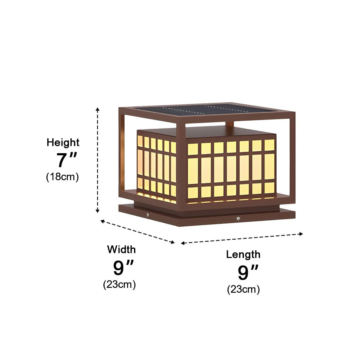 Square LED Waterproof Brown Modern Outdoor Deck Post Lights Pillar Light Column