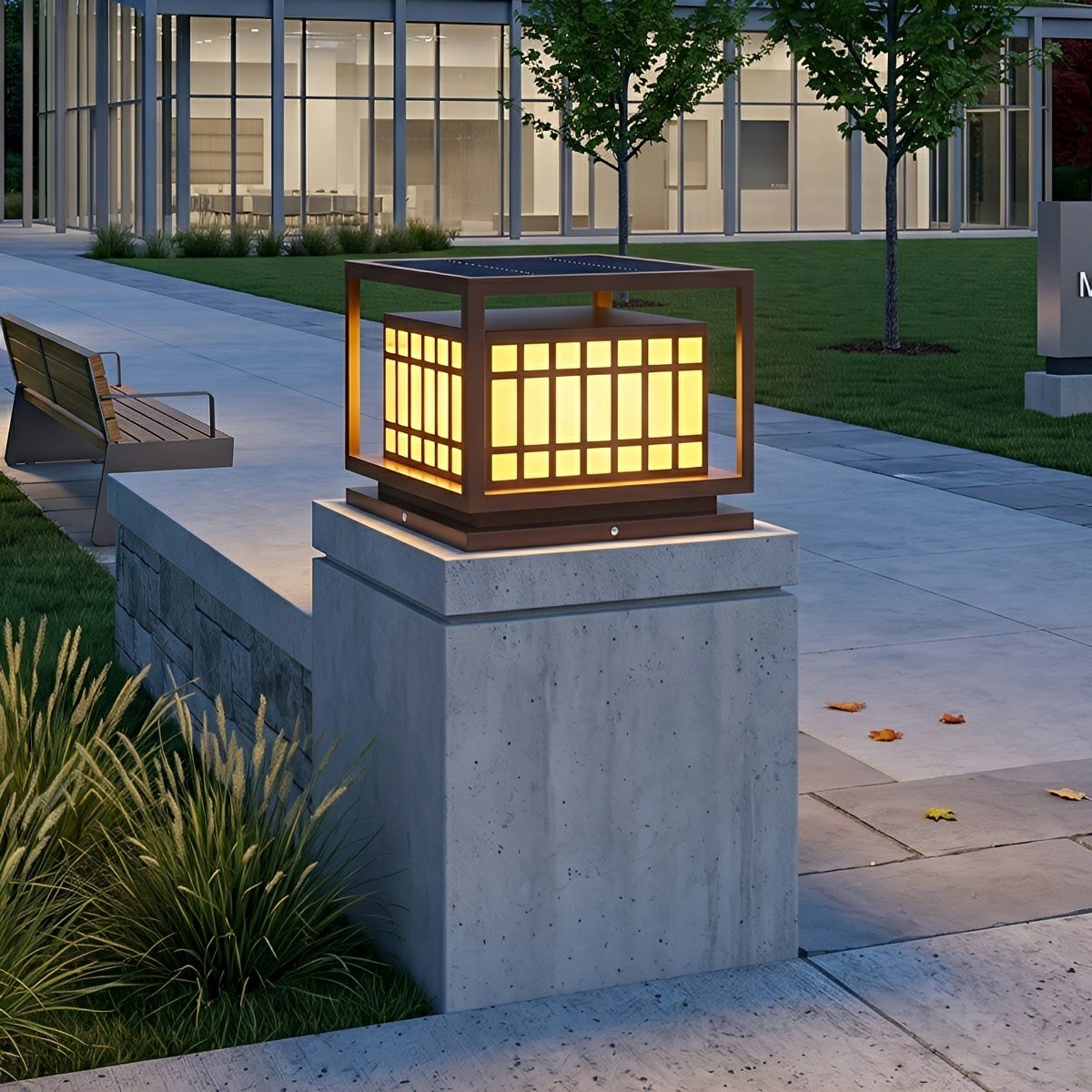 Square LED Waterproof Brown Modern Outdoor Deck Post Lights Pillar Light Column