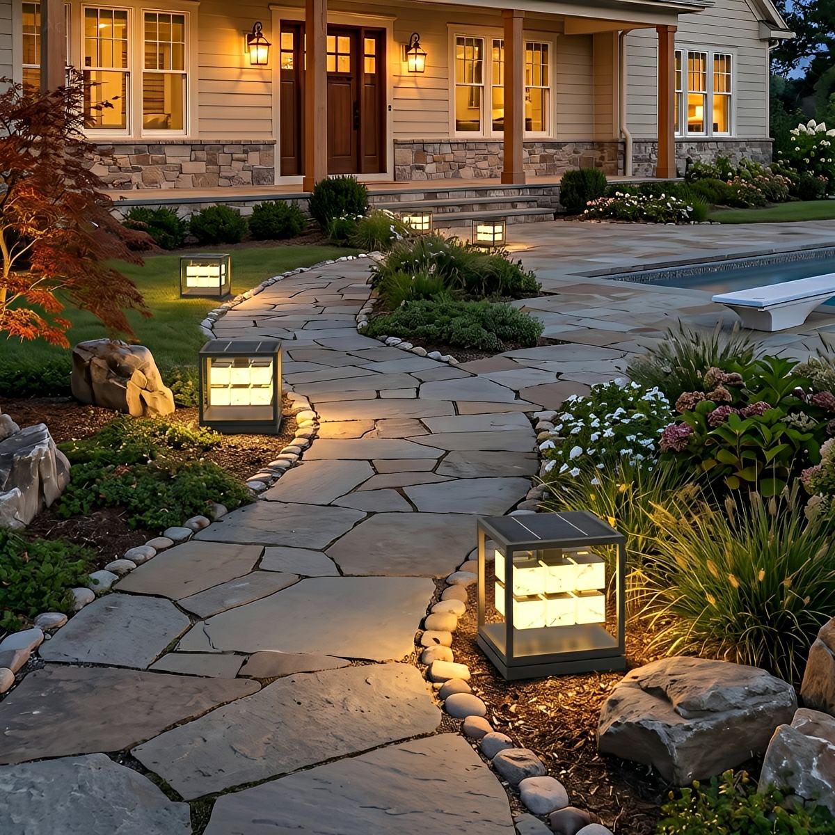 Square LED Waterproof Modern Outdoor Deck Lights Pillar Light Post Caps Lights