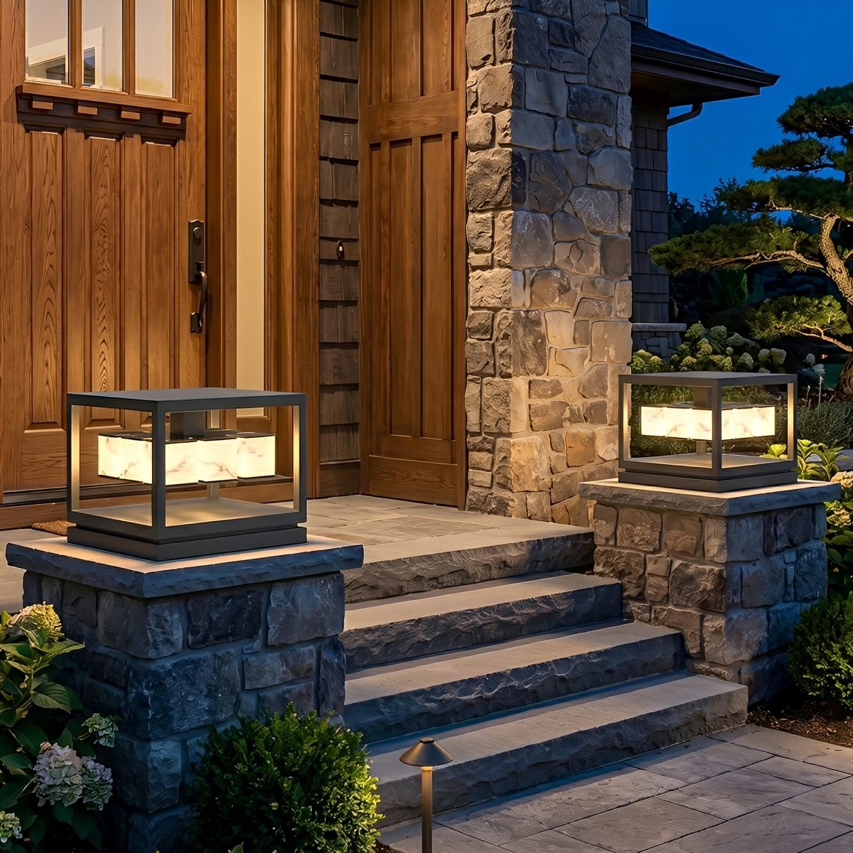 Square LED Waterproof Modern Outdoor Deck Lights Pillar Light Post Caps Lights