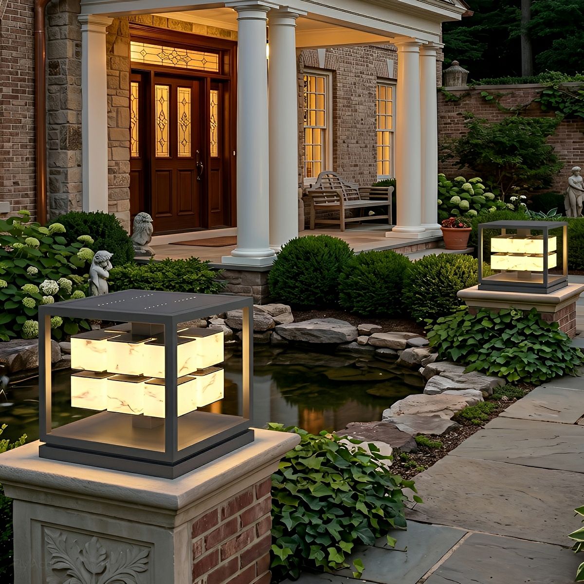 Square LED Waterproof Modern Outdoor Deck Lights Pillar Light Post Caps Lights