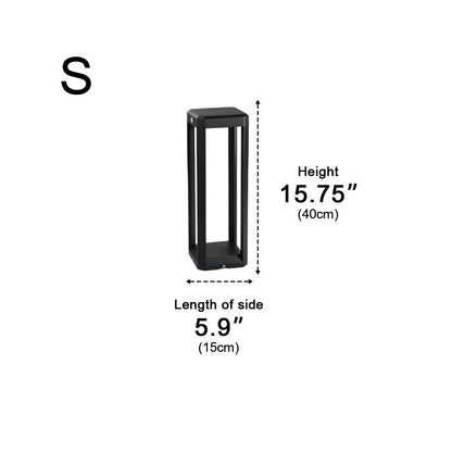 Pathway Post Modern Landscape Light - Black Die-cast Aluminum and Acrylic Bollard in 7.9, 15.7 or 23.6 Inch Heights, Solar or Hardwired