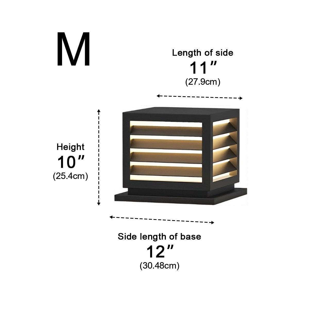Outdoor Black Square Grille Post Cap Lights Fence Column Light