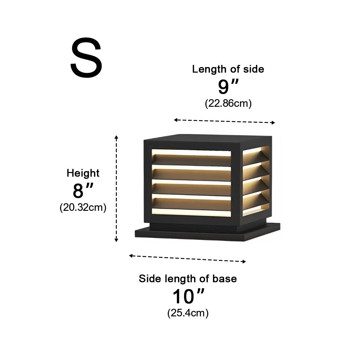 Outdoor Black Square Grille Post Cap Lights Fence Column Light