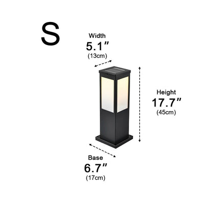 Post Square Modern Landscape Light - Black Iron and Acrylic Bollard Column in 17.7 and 23.6 Inch Heights for Industrial Courtyards