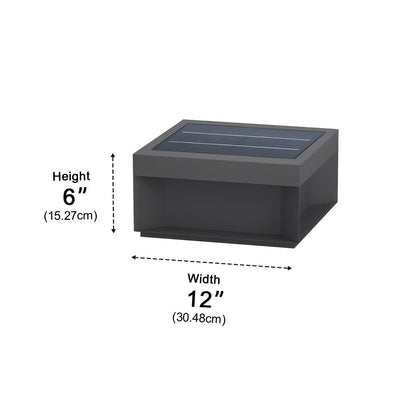 Fence Square Post Light - Flash Gray Stainless Steel and PC Fixture from 6 to 24 Inches Wide, Solar or Hardwired, for Courtyard Fencing