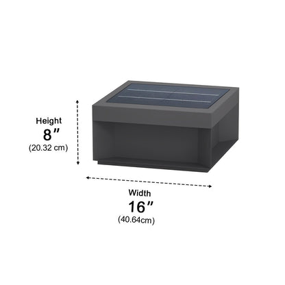 Fence Square Post Light - Flash Gray Stainless Steel and PC Fixture from 6 to 24 Inches Wide, Solar or Hardwired, for Courtyard Fencing