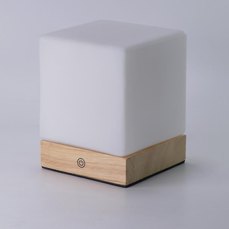 Square Wood Lamp Mini Cube LED Ambient Table Lamp