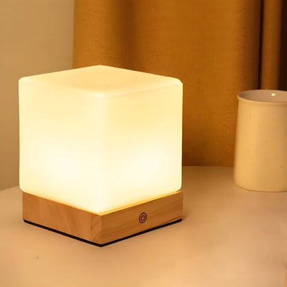 Square Wood Lamp Mini Cube LED Ambient Table Lamp