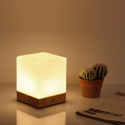 Square Wood Lamp Mini Cube LED Ambient Table Lamp