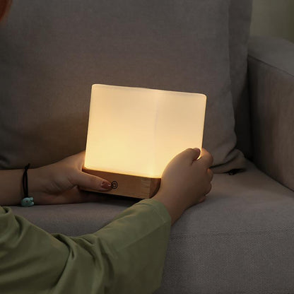 Square Wood Lamp Mini Cube LED Ambient Table Lamp