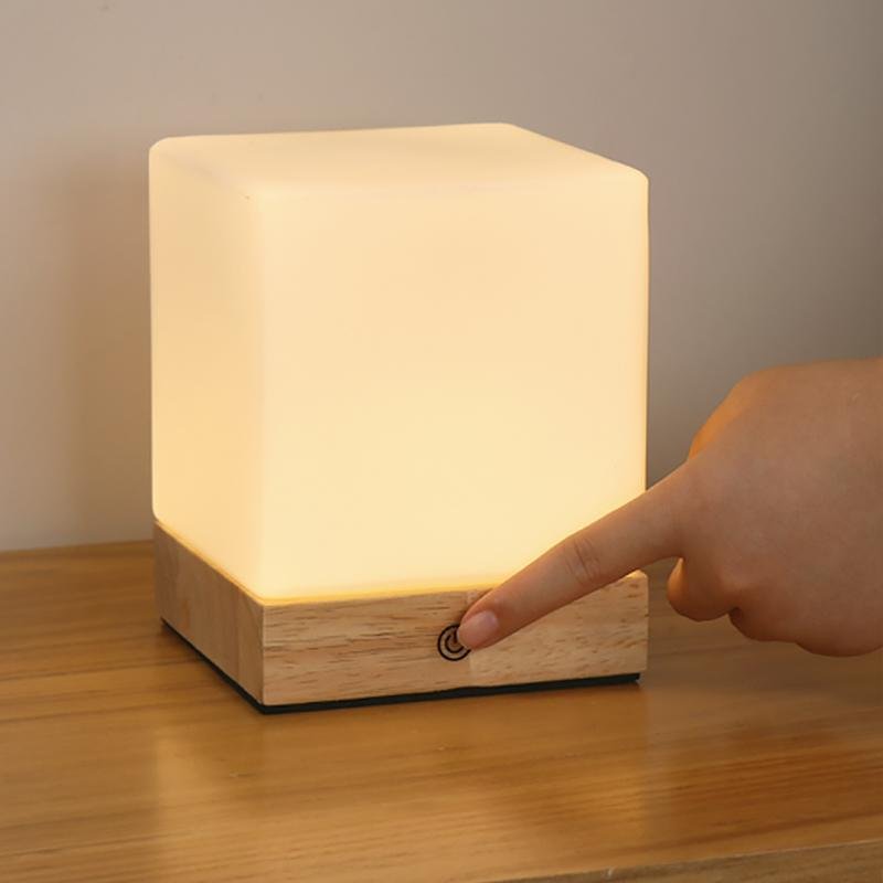 Square Wood Lamp Mini Cube LED Ambient Table Lamp
