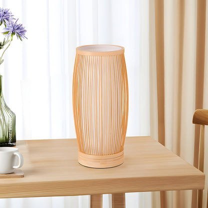 Vintage Bamboo Table Lamp Handwoven Japanese LED Lamp