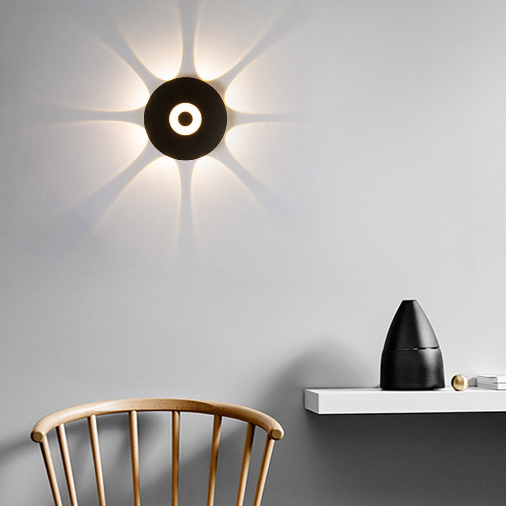 [Open-Box] Round Waterproof LED Black Modern Wall Washer Light Wall Sconce Lighting