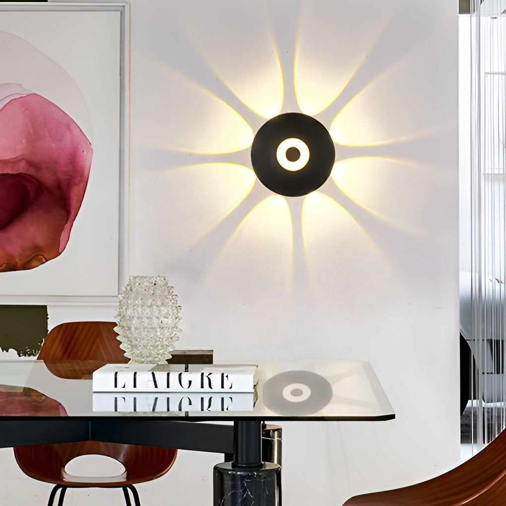 [Open-Box] Round Waterproof LED Black Modern Wall Washer Light Wall Sconce Lighting