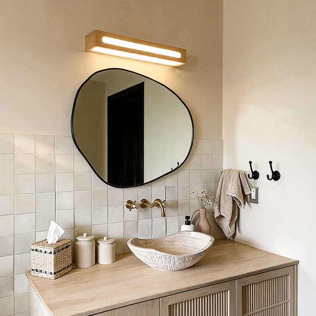 Rectangular Wood Waterproof LED Nordic Wall Lamp Mirror Light Sconces