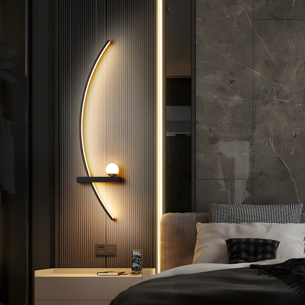 LED Curved Wall Light Modern Elegant Fixture for Home and Living Room